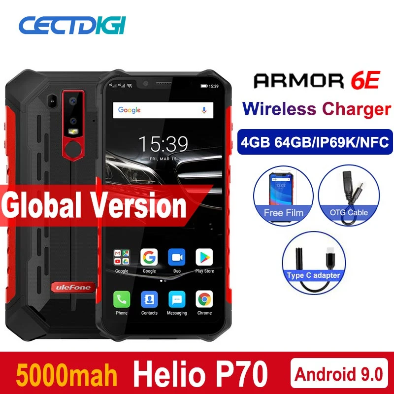 Ulefone Armor 6E IP68 Waterproof Mobile Phones Android 9.0 6.2" Helio P70 4G+64G Face ID NFC Wireless Charge Rugged Smartphone
Ulefone Armor 6E IP68 Waterproof Mobile Phones Android 9.0 6.2" Helio P70 4G+64G Face ID NFC Wireless Charge Rugged Smartphone