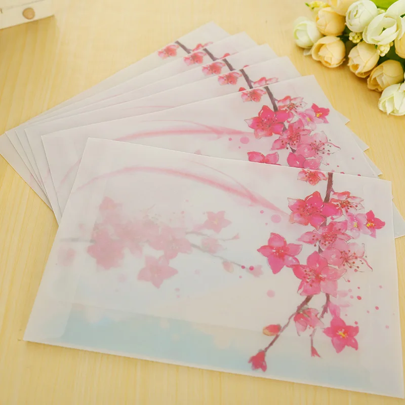 10 pcs/lot Peach Blossom envelope postcards greeti...