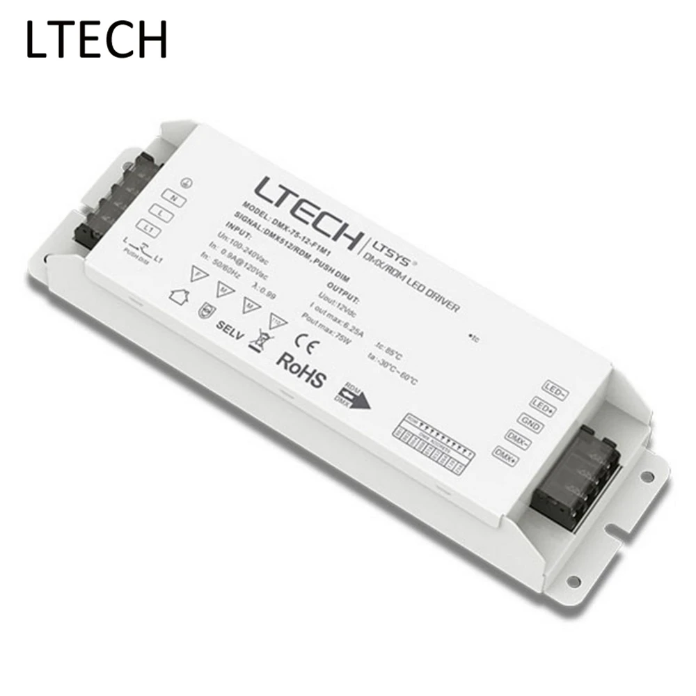 LTECH DMX Led Dimming Driver 12V/6.25A/75W Output DMX512/RDM AC100-240V Input Led Power Adapter DMX-75-12-F1M1
LTECH DMX Led Dimming Driver 12V/6.25A/75W Output DMX512/RDM AC100-240V Input Led Power Adapter DMX-75-12-F1M1