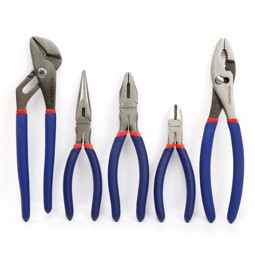 WORKPRO 5-piece Pliers Sets Basic Homeowners Tools 10'' Slip Joint, 8'' Linesman, 8''long nose, 6''Diagonal, 10''Groove joint
WORKPRO 5-piece Pliers Sets Basic Homeowners Tools 10'' Slip Joint, 8'' Linesman, 8''long nose, 6''Diagonal, 10''Groove joint