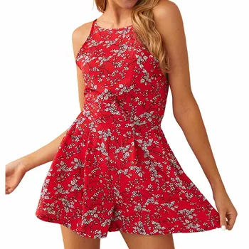 Women Summer Floral Print Spaghetti Strap Playsuit Beach sleeveless Red Short Jumpsuit
Women Summer Floral Print Spaghetti Strap Playsuit Beach sleeveless Red Short Jumpsuit