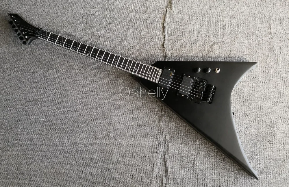top quality QShelly custom black v shape active pickup abalong binding locking nut 24 frets ebony fingerboard electric guitar
top quality QShelly custom black v shape active pickup abalong binding locking nut 24 frets ebony fingerboard electric guitar
