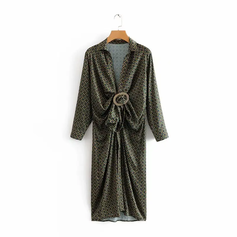 2018 women vintage long sleeve pleated buckle decoration print midi dress female retro vestidos chic casual party dress DS1246
2018 women vintage long sleeve pleated buckle decoration print midi dress female retro vestidos chic casual party dress DS1246