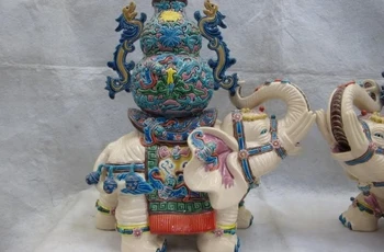 12 China Taiwan Cochin pottery WuCai porcelain Elephant Zun God Vase Statue Pair 8.02
12 China Taiwan Cochin pottery WuCai porcelain Elephant Zun God Vase Statue Pair 8.02