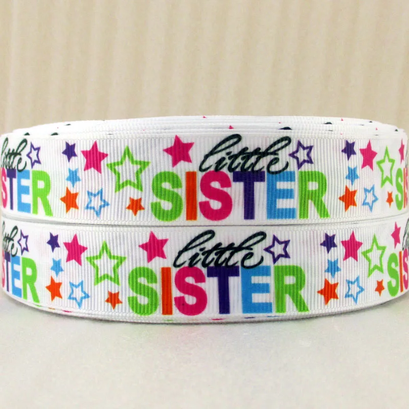 7/8'' (22mm) Big sister little sister series heart family printed polyester ribbon, star sister,DIY handmade materials,50Yc1421 
7/8'' (22mm) Big sister little sister series heart family printed polyester ribbon, star sister,DIY handmade materials,50Yc1421
