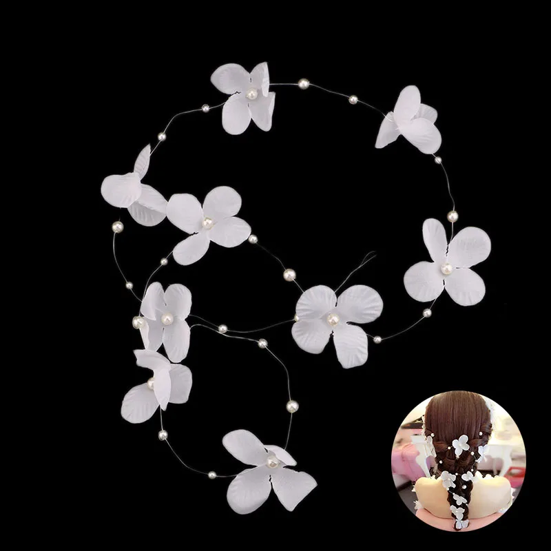 Beautiful Korean Style Long Pearl Flower Bride Headband Headdress Bridal Wedding Party Hair Decoration Accessories BH | Украшения и