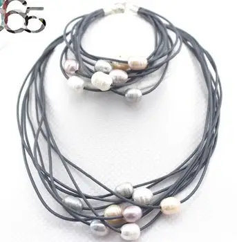 Selling Jewelry>>Gift Boxed Or Bag Packed! 100% Multi-strand Leather Cord Natural Pearl Necklace Bracelet Jewelry Set 17" 8"
Selling Jewelry>>Gift Boxed Or Bag Packed! 100% Multi-strand Leather Cord Natural Pearl Necklace Bracelet Jewelry Set 17" 8"