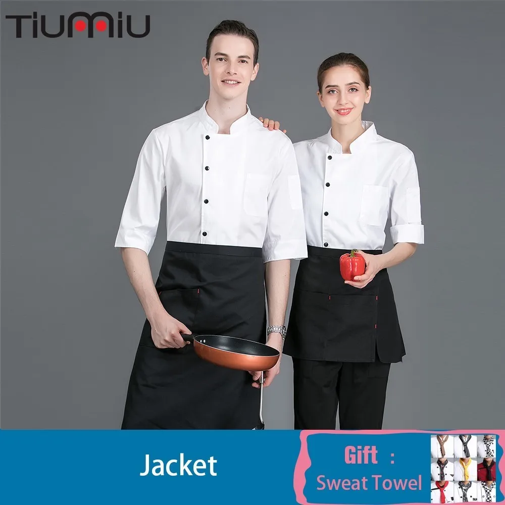 Chef Uniform Seven-quarter Sleeve Wholesale Solid Color Unisex Printing Kitchen Jacket Catering Hotel Barbers Waiter Work Shirt
Chef Uniform Seven-quarter Sleeve Wholesale Solid Color Unisex Printing Kitchen Jacket Catering Hotel Barbers Waiter Work Shirt