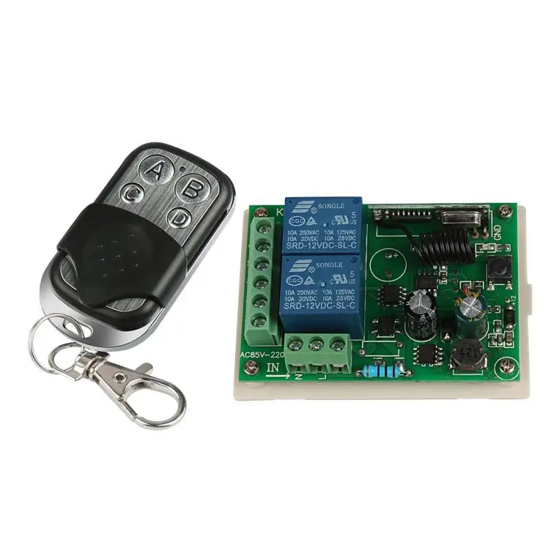 

433MHz RF 4-Channel Remote Control Switch Learning Code 1527 Transmitter With 2 Channel Relay Receiver Module Door Control Z3