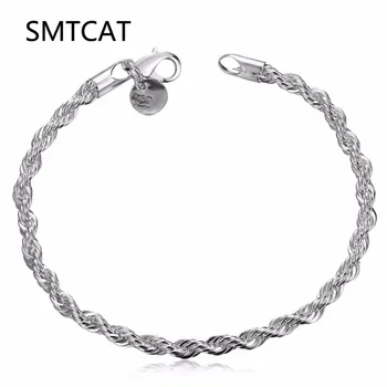 SMTCAT High Quality Silver Plated Bracelets Bangles 20cm Flash Twisted Rope Pulseira Bracelets 925 Jewelry joyas de plata Mujer
SMTCAT High Quality Silver Plated Bracelets Bangles 20cm Flash Twisted Rope Pulseira Bracelets 925 Jewelry joyas de plata Mujer
