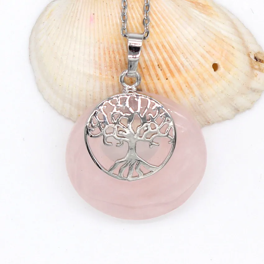 Trendy-beads Popular Silver Plated Natural Rose Pink Quartz Round Shape Pendant Necklace Tree of Life Jewelry
Trendy-beads Popular Silver Plated Natural Rose Pink Quartz Round Shape Pendant Necklace Tree of Life Jewelry