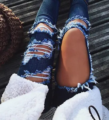 Women Cool Boyfriend Style Jeans Hole Destroyed Ripped Distressed Slim Denim Jeans Pants Boyfriend Trousers
Women Cool Boyfriend Style Jeans Hole Destroyed Ripped Distressed Slim Denim Jeans Pants Boyfriend Trousers