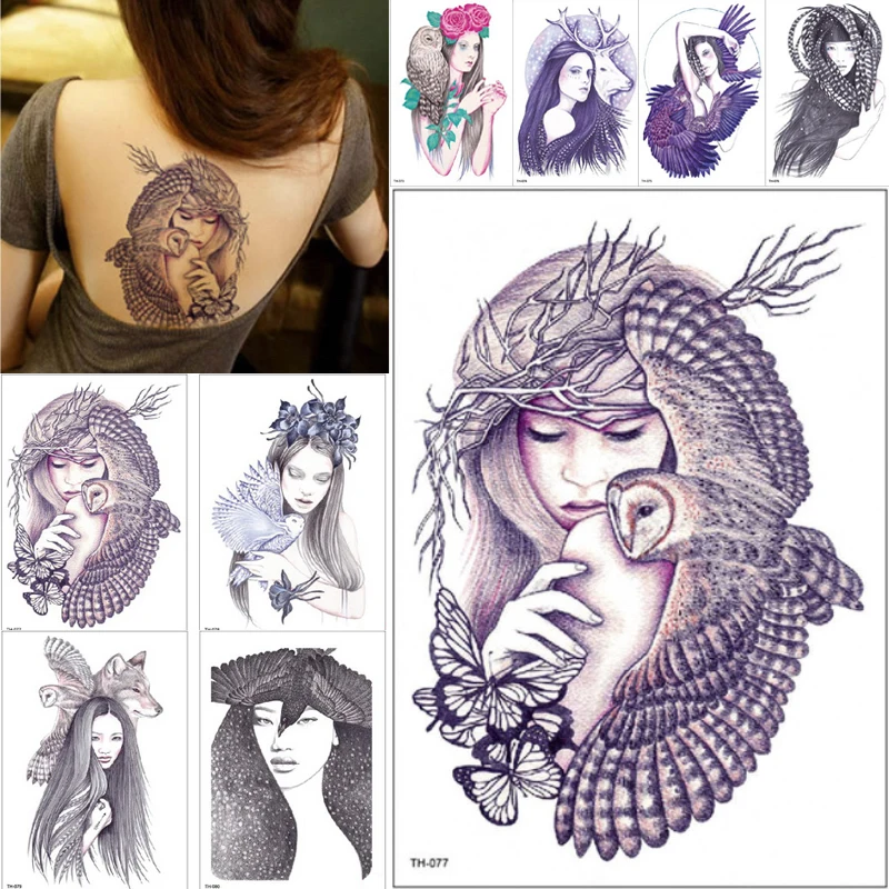 1pc New Waterproof Temporary Tattoo Sticker Girls with bird wolf Eagle deer pattern taty body art fake tattoo make up DIY women
1pc New Waterproof Temporary Tattoo Sticker Girls with bird wolf Eagle deer pattern taty body art fake tattoo make up DIY women