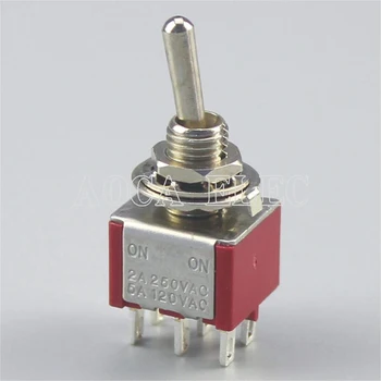 

100PCS MTS-202 Toggle Switch 6MM 3A 250VAC 6A 125VAC 6PIN ON ON Latching 2P2T DPDT Mini 6 Pin Double Pole With Solder Terminal