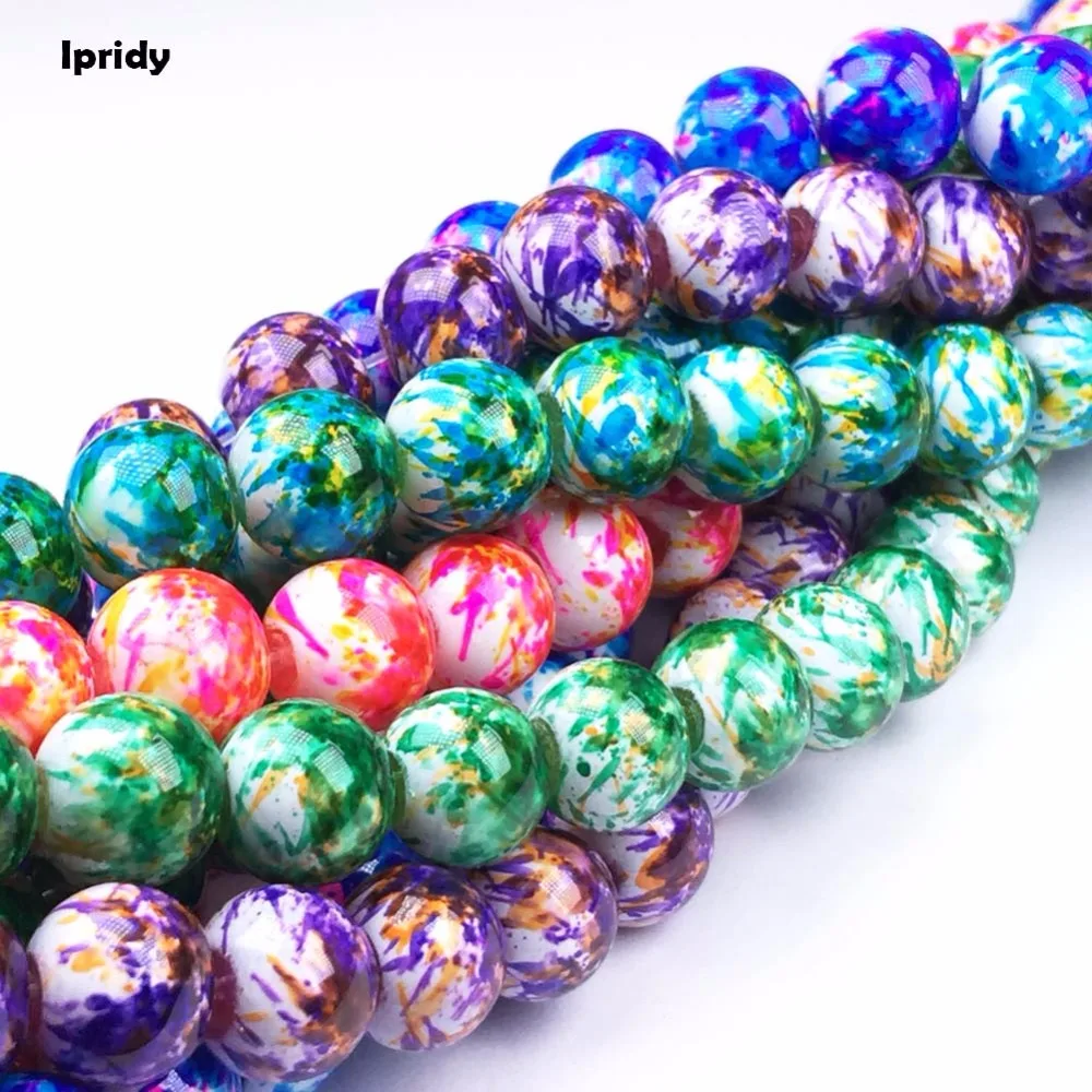 Ipridy White Background Double-color Mixed Spray Painted Round Glass Bead Strands, 6mm 8mm 10mm 12mm Hole: 1.5mm 5 strands/lot
Ipridy White Background Double-color Mixed Spray Painted Round Glass Bead Strands, 6mm 8mm 10mm 12mm Hole: 1.5mm 5 strands/lot