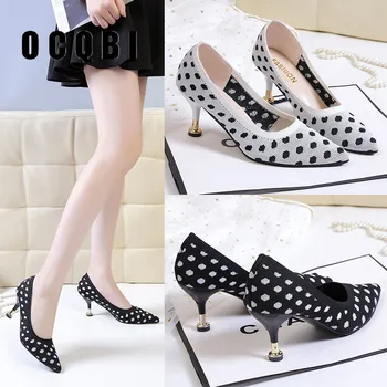 7CM High Heels Pumps Women 2019 New Pumps Women Cotton Polka Dot Shoes Female Party Shallow Pointed Toe Cotton Farbic Shoes
7CM High Heels Pumps Women 2019 New Pumps Women Cotton Polka Dot Shoes Female Party Shallow Pointed Toe Cotton Farbic Shoes