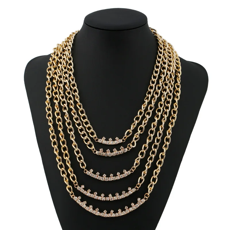 Trendy Jewelry Collares Multilayer Rhinestones Metal Chains Choker Statement Necklace Women Zinc Alloy Necklaces Pendants
Trendy Jewelry Collares Multilayer Rhinestones Metal Chains Choker Statement Necklace Women Zinc Alloy Necklaces Pendants