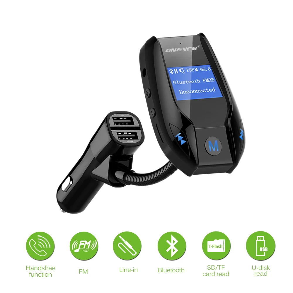 Onever USB Car Charger 3.1A with FM Transmitter MP3 Player Modulator Support TF Card and U-disk AUX IN DC 12/24V
Onever USB Car Charger 3.1A with FM Transmitter MP3 Player Modulator Support TF Card and U-disk AUX IN DC 12/24V