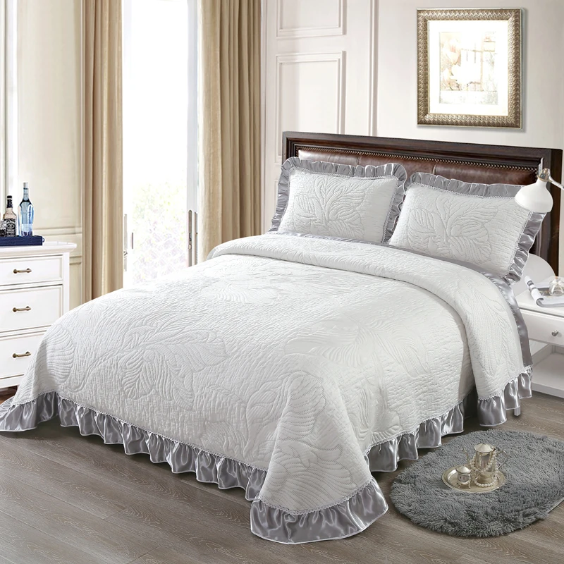 Waliicorners Luxury Knitted Cotton 3 Pieces Bedspread Comforter Set King Queen Size Bed Cover Set Mattress Topper Blanket With Pillowcases 29