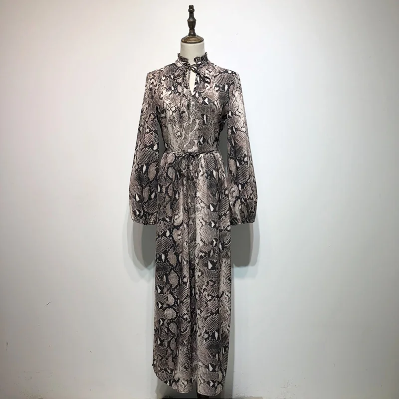 Vintage Snake Print Sashes Long Shirt Dress Women High Waist Lace Up Dress Animal Pattern Ankle Length Dresses Casual Vestidos
Vintage Snake Print Sashes Long Shirt Dress Women High Waist Lace Up Dress Animal Pattern Ankle Length Dresses Casual Vestidos