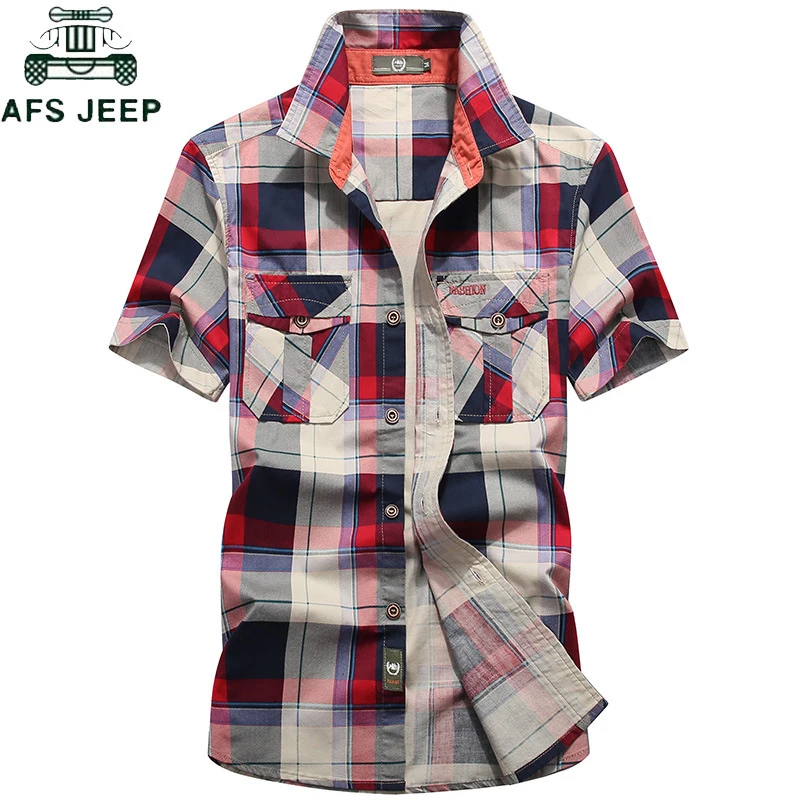 AFS JEEP Brand Clothing Plaid Shirt Men Summer Casual Short Sleeve Cotton Breathable Men shirt Camisa masculina Chemise Homme
AFS JEEP Brand Clothing Plaid Shirt Men Summer Casual Short Sleeve Cotton Breathable Men shirt Camisa masculina Chemise Homme