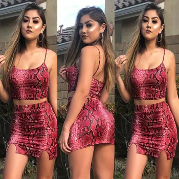 Women Clothing Set New Summer Snakeskin Print Ladies Clothes Sleeveless Tops Split Skirt Womens Clothing Sets Two Pieces Costume
Women Clothing Set New Summer Snakeskin Print Ladies Clothes Sleeveless Tops Split Skirt Womens Clothing Sets Two Pieces Costume