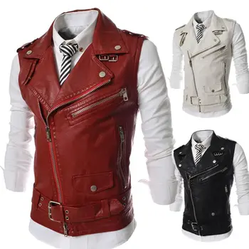 New PU Leather moto sleeveless Jacket Men Brand Men's Blazer Coat Male Masculino Slim Fit Fashion Style top clothes plus size
New PU Leather moto sleeveless Jacket Men Brand Men's Blazer Coat Male Masculino Slim Fit Fashion Style top clothes plus size