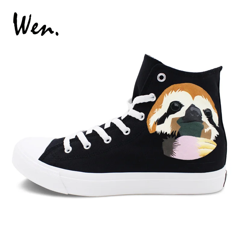 Wen Men Women Athletic Sneakers Original Design Sloth Hand Painted Shoes Animal Graffiti Painting Black Canvas Flat
Wen Men Women Athletic Sneakers Original Design Sloth Hand Painted Shoes Animal Graffiti Painting Black Canvas Flat