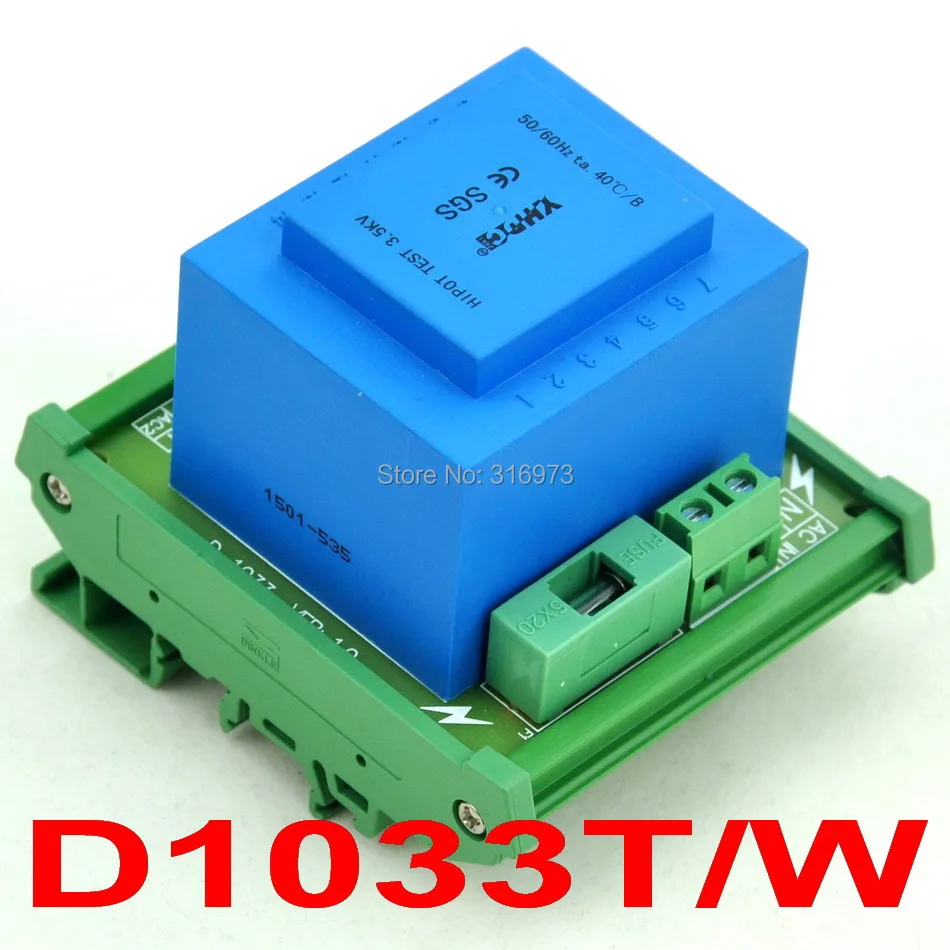 P 230VAC, S 2x 12VAC, 20VA DIN Rail Mount Power Transformer Module,D-1033T/W,12V
P 230VAC, S 2x 12VAC, 20VA DIN Rail Mount Power Transformer Module,D-1033T/W,12V