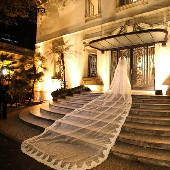 New Applique Edge White Cathedral Wedding Veils With Comb One Layers Bridal Veil Custom Made Bridal Accessories 5 Meters Long
New Applique Edge White Cathedral Wedding Veils With Comb One Layers Bridal Veil Custom Made Bridal Accessories 5 Meters Long