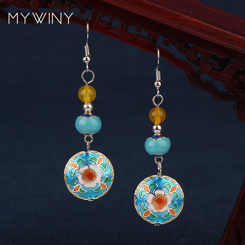 NEW MYWINY Copper jewelry Cloisonne flowers vintage Nepal Tibetan Silver earrings women Chinese wind
NEW MYWINY Copper jewelry Cloisonne flowers vintage Nepal Tibetan Silver earrings women Chinese wind