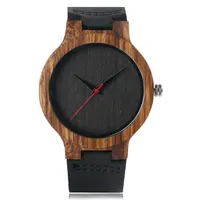 Wooden Watches Quartz Watch Men 2017 Bamboo Modern Wristwatch Analog Nature Wood Fashion Soft Leather Creative Birthday Gifts image