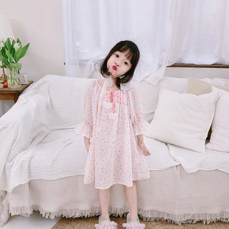 2019Spanish Summer New Girl Baby Embroidery Lace Dress Loose Sleeve Sweet Pajamas HomeWear2-8years Old Girl Nightgown Cotton
2019Spanish Summer New Girl Baby Embroidery Lace Dress Loose Sleeve Sweet Pajamas HomeWear2-8years Old Girl Nightgown Cotton