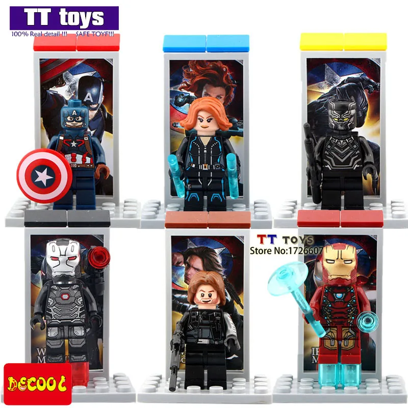 6pcs/lot Decool 0250-0255 Super Hero Captain America 3 Civil War Dolls Building Block Best Children Gift Toys
6pcs/lot Decool 0250-0255 Super Hero Captain America 3 Civil War Dolls Building Block Best Children Gift Toys