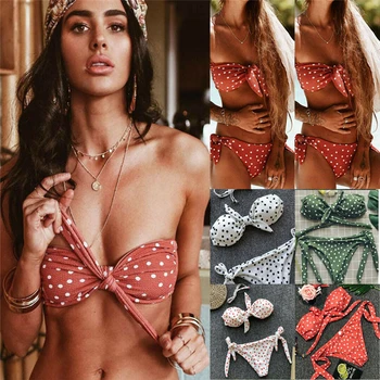 2019 New Sexy Womens Polka Dot Bandeau Bikini Swimwear Sets Summer Casual Beach Push-up Padded Swim Wear Bathing Set
2019 New Sexy Womens Polka Dot Bandeau Bikini Swimwear Sets Summer Casual Beach Push-up Padded Swim Wear Bathing Set