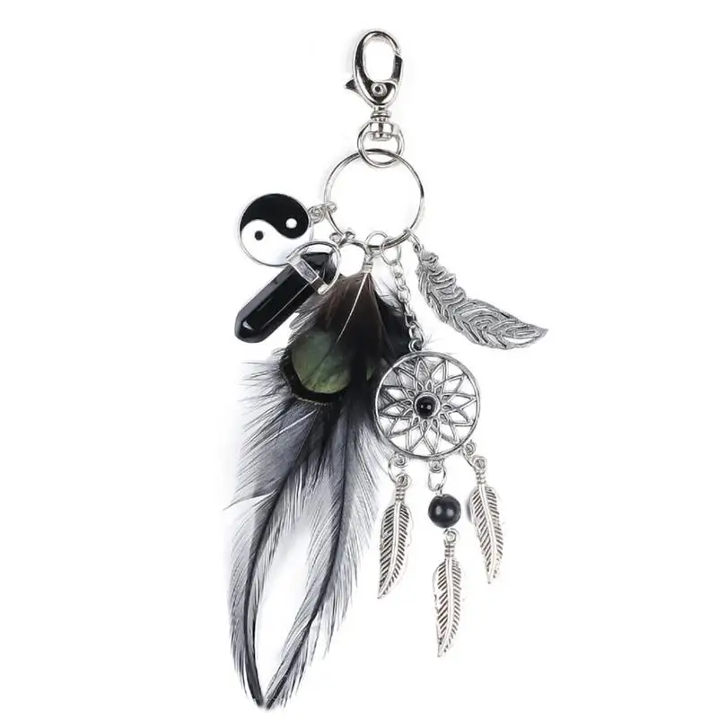 Dreamcatcher With Black Agate & Feather Charm Keyring Key Chain Keyfob Ladies Keychain Natural Black Onyx Crystal Alloy Keychain
Dreamcatcher With Black Agate & Feather Charm Keyring Key Chain Keyfob Ladies Keychain Natural Black Onyx Crystal Alloy Keychain