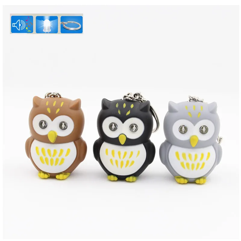 Image LED keychains owls keychain sound voice glowing pendant keychains creative gifts children toy gift for lovers car keyring 3#