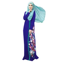 Arab World Apparel Printed Flowers Fashion Muslim Dress Printing Floral Costumes Turkish long Robe formal National Dresses image