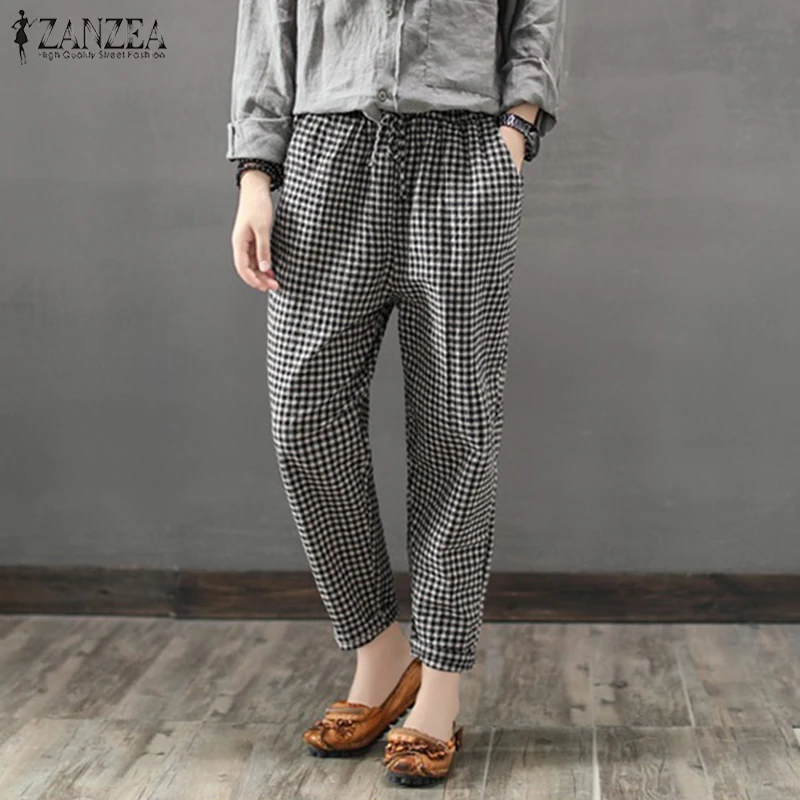 2019 ZANZEA Casual High Elastic Waist Long Harem Trousers Retro Check Plaid Loose Pants Women Work Office Baggy Turnip Pantalon
2019 ZANZEA Casual High Elastic Waist Long Harem Trousers Retro Check Plaid Loose Pants Women Work Office Baggy Turnip Pantalon