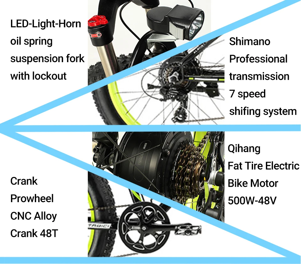 Sale Extrbici New XF660 500W 48V Electric Mans Mountain Bike 4.0 Inch Fat Tire Disc Brake Beach Snowmobile Adjustable Stem Upgraded 3