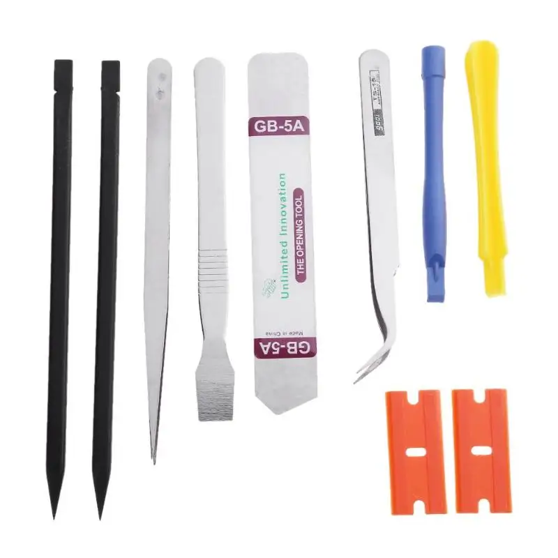 Alloet 10pcs in one Set Mobile Phone Repair Tools Kit LCD Screen Opening Screwdrivers Pry Disassemble Tool Set for smart phones
Alloet 10pcs in one Set Mobile Phone Repair Tools Kit LCD Screen Opening Screwdrivers Pry Disassemble Tool Set for smart phones