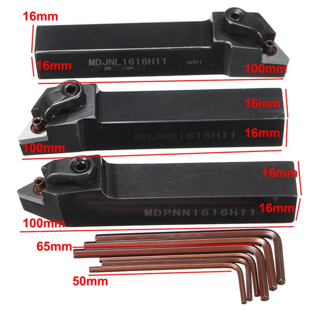 3Pcs 16mm Turning Tool Holders MDJNL1616H11 MDPNN1616H11 MDJNR1616H11 Lathe Cutter Metal Turning Rod Industrial + 6Pcs Wrenches
3Pcs 16mm Turning Tool Holders MDJNL1616H11 MDPNN1616H11 MDJNR1616H11 Lathe Cutter Metal Turning Rod Industrial + 6Pcs Wrenches