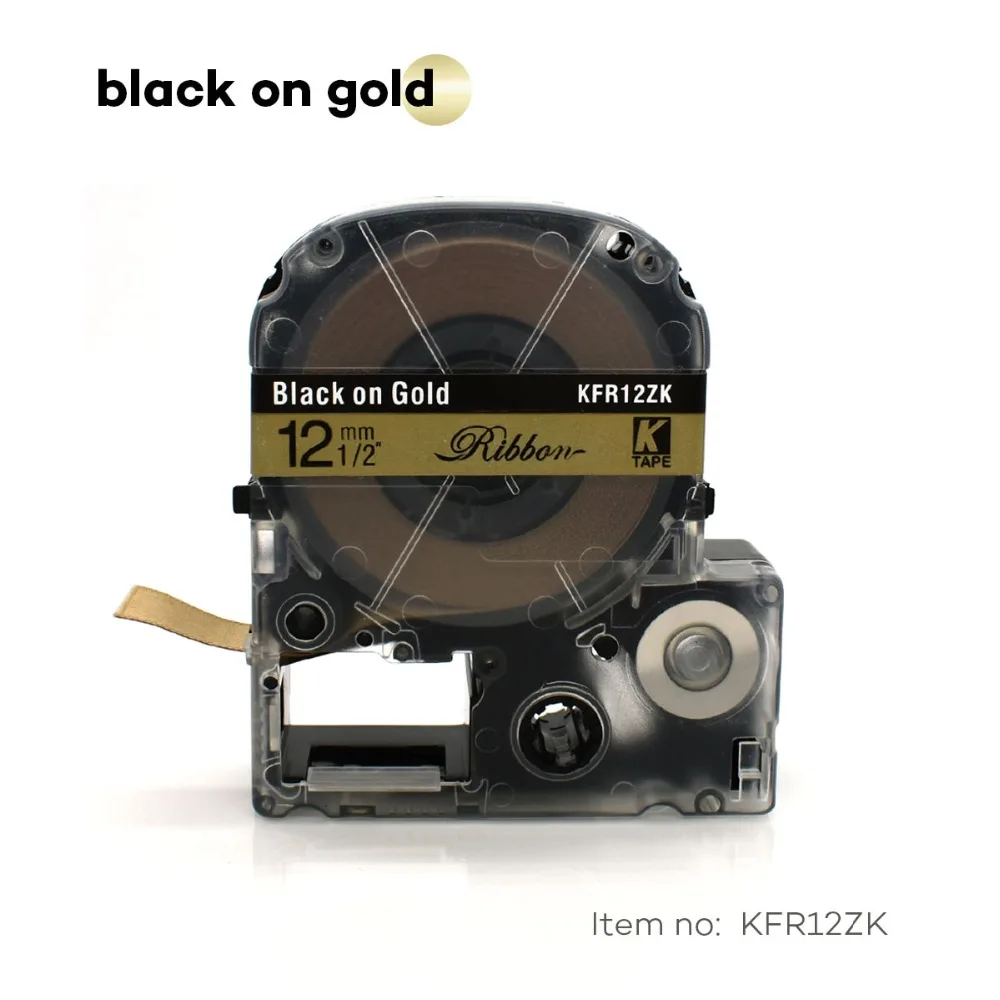 Satin Ribbon 12mm black on gold label tape SFR12ZK LA-4KBK for gift wedding Christmas Party for epson printer LW300 LW400
Satin Ribbon 12mm black on gold label tape SFR12ZK LA-4KBK for gift wedding Christmas Party for epson printer LW300 LW400