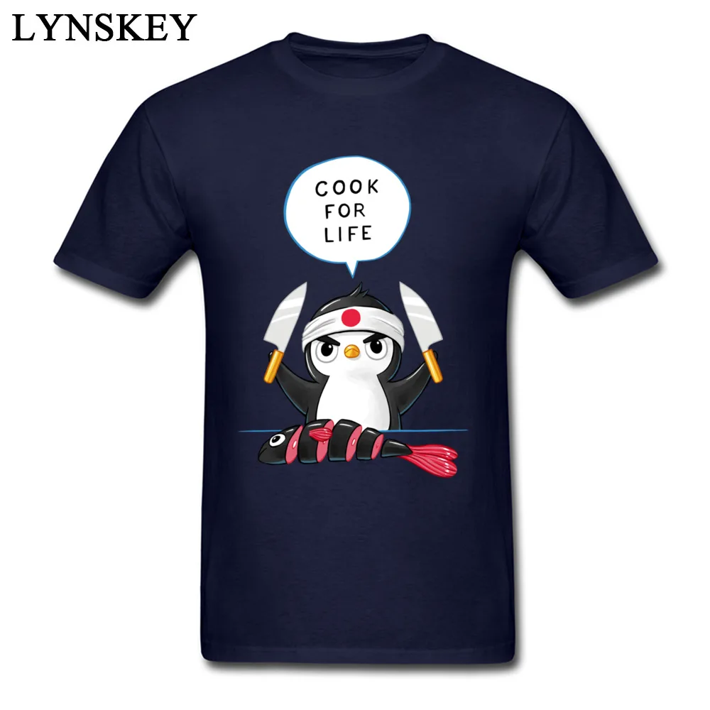 100% Cotton Tops T Shirt Penguin Chef for Men Normal T Shirts Casual 2017 Hot Sale Round Collar Short Sleeve Sweatshirts Penguin Chef navy