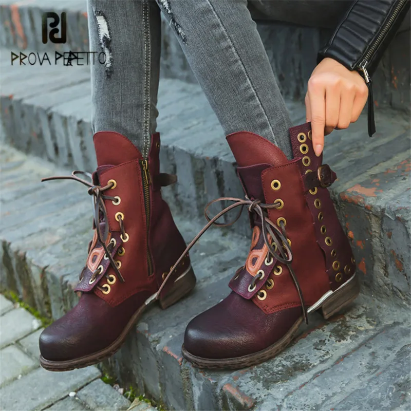 Prova Perfetto Retro Ankle Boots for Women Casual Flat Riding Boots Genuine Leather Lace Up Rubber Short Botas Mujer
Prova Perfetto Retro Ankle Boots for Women Casual Flat Riding Boots Genuine Leather Lace Up Rubber Short Botas Mujer