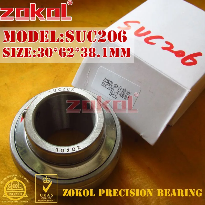ZOKOL bearing UC206 SUC206 90506 Stainless steel Pillow Block Ball Bearing 30*62*38.1mm | Обустройство дома