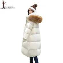 Feminino Casacos Casacos Novos Casacos Com Capuz Grande Gola De Pele de Alta Qualidade Brilhante Acolhedor Quente parkas Moda Inverno Mulheres Down Jacket 699(China)