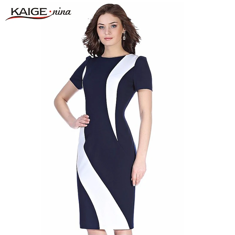 Kaige.Nina New Dress Simple Short Sleeve Splice Style Decoration Round Collar Tight And Knee Summer Dress 9108 a
Kaige.Nina New Dress Simple Short Sleeve Splice Style Decoration Round Collar Tight And Knee Summer Dress 9108 a