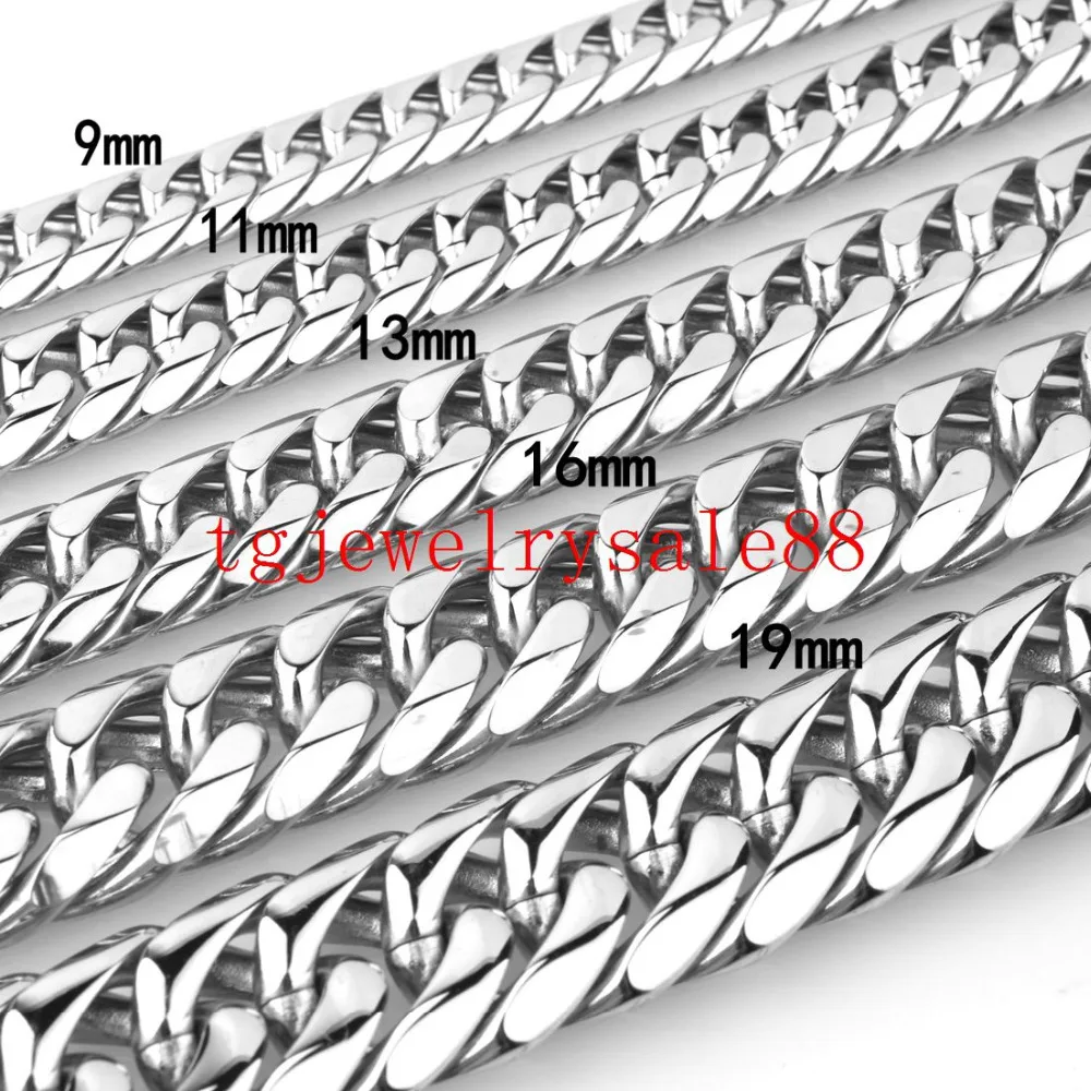 9/11/13/16/19/21mm Wide Polishing Silver Tone Stainless Steel Cuban Link Chian Bracelet/Necklace Cool Men 7-40" Free Choose
9/11/13/16/19/21mm Wide Polishing Silver Tone Stainless Steel Cuban Link Chian Bracelet/Necklace Cool Men 7-40" Free Choose