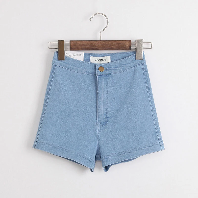 Женские джинсовые шорты BONJEAN эластичные облегающие с высокой талией и эффектом